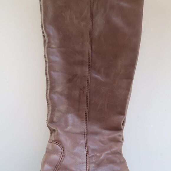 Via Uno With Vibram Sole Brown / Taupe Leather Knee-length Riding Boots - Picture 6 of 10